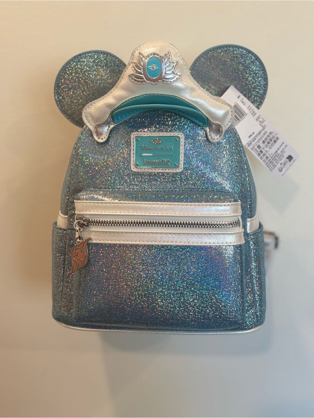 Loungefly Disney Cruise line Iridescent Mini Backpack - Teal/Silver Glitter